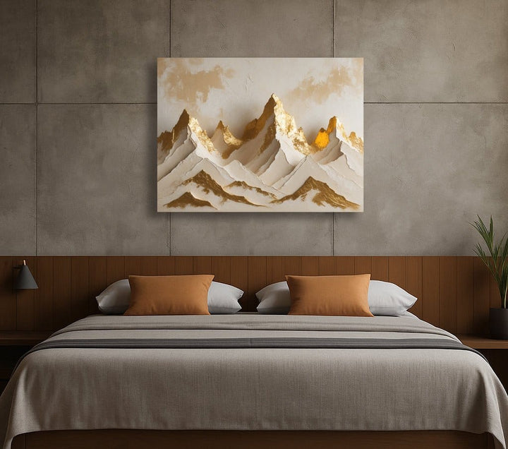 Golden Peaks Serenity – Textured Look Canvas Wall Art - Sense for Decor