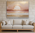 Golden Sunset Over Ocean Wall Art Flat Canvas Print in Warm Tones