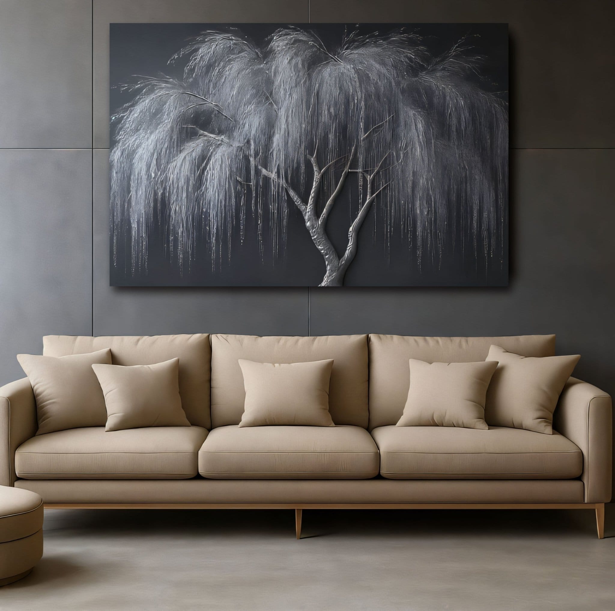 Golden Willow Grace Wall Art – Textured Look Canvas - Sense for Decor