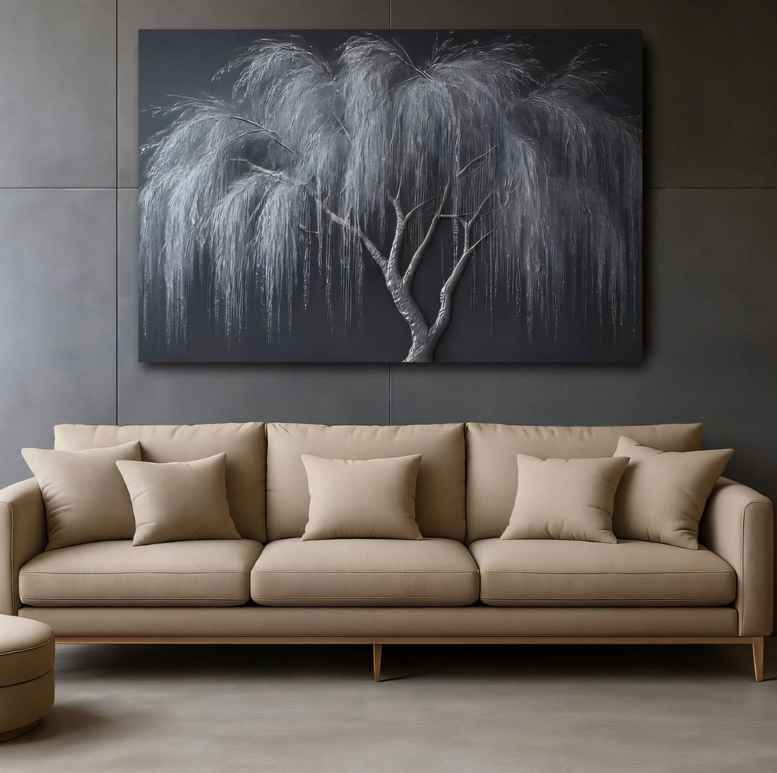 Golden Willow Grace Wall Art – Textured Look Canvas - Sense for Decor