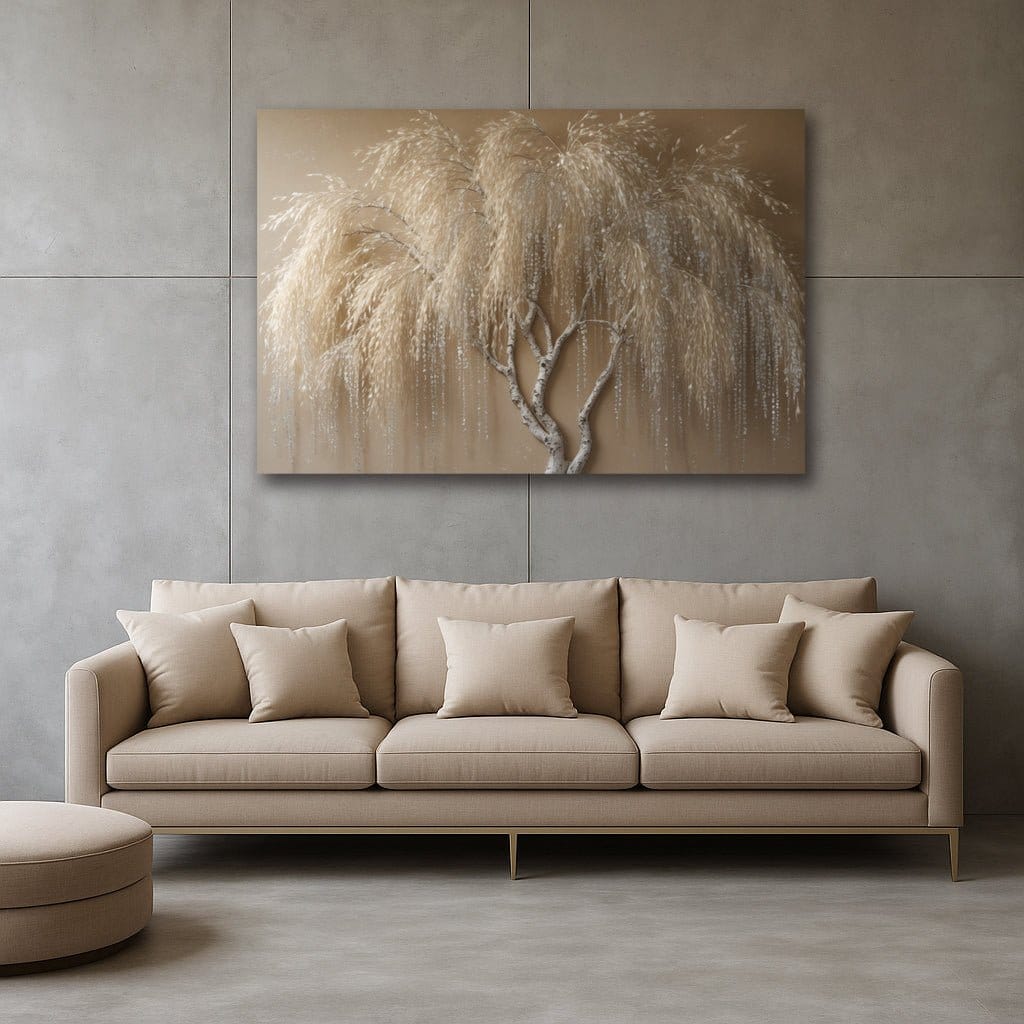 Golden Willow Grace Wall Art – Textured Look Canvas - Sense for Decor