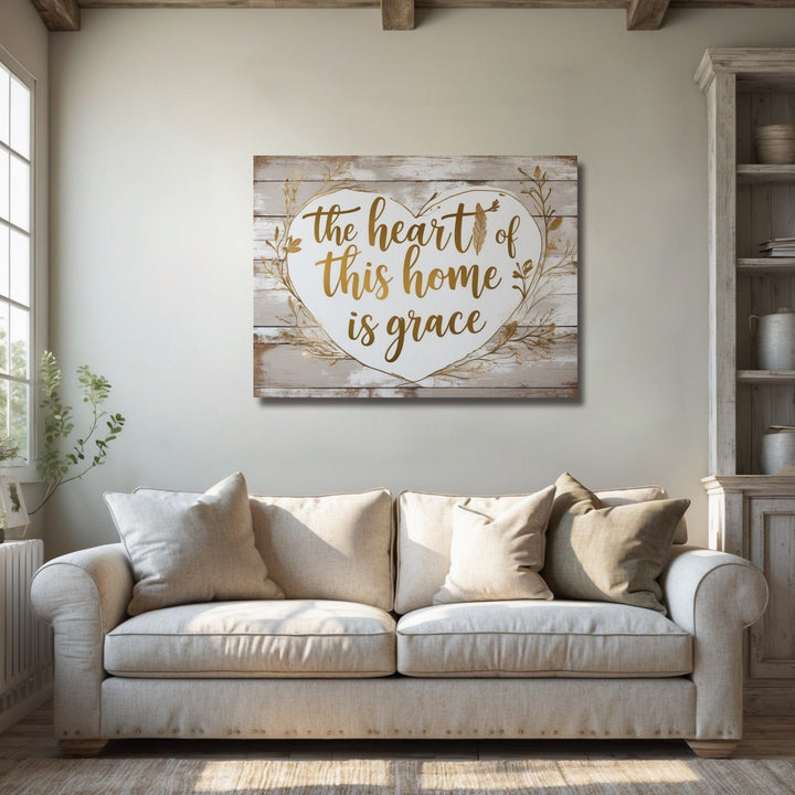 Grace at the Heart – Rustic Christian Wall Art for Faith - Filled Homes - Sense for Decor