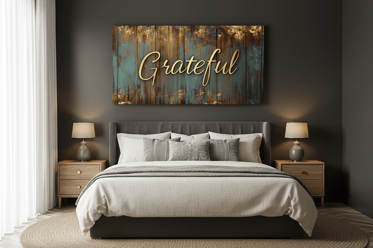 Grateful Wall Art – Inspirational Quote Canvas for Home and Living Room Decor - Sense for Decor