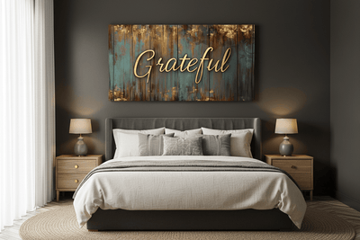 Grateful Wall Art – Inspirational Quote Canvas for Home and Living Room Decor - Sense for Decor