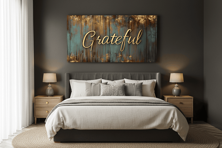 Grateful Wall Art – Inspirational Quote Canvas for Home and Living Room Decor - Sense for Decor