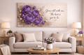 Grow Old With Me The Best Is Yet To Be Wall Art - 3D Purple Floral Canvas with Gold Texture