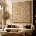 Hand Painted Wabi-Sabi Canvas Wall Art, Cream and Gold Leaf Large Square – Gilded Reed