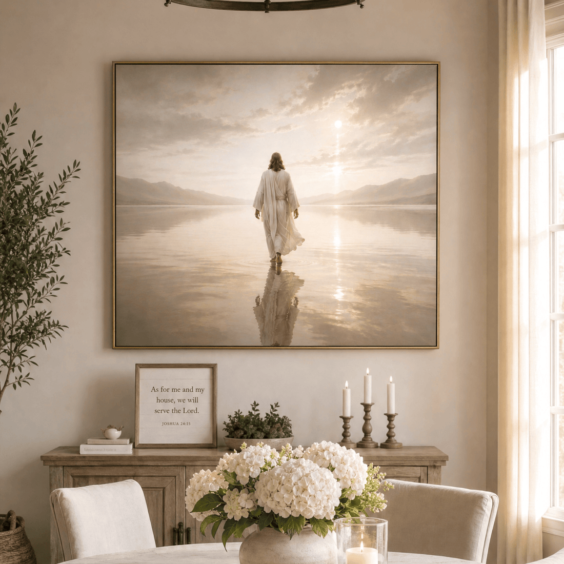 “He Walks With Me” Christian Wall Art – Jesus Walking on Water Canvas - Sense for Decor