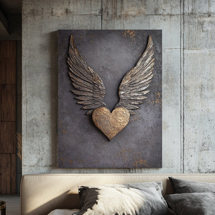 Heart with Wings Wall Art – Modern Symbol of Love & Freedom Canvas - Sense for Decor