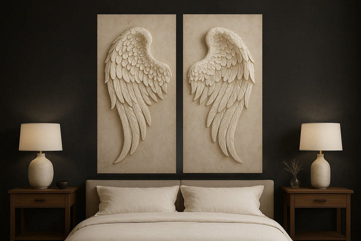 Heavenly Grace – Angel Wings Dual Panel Wall Art Canvas - Sense for Decor