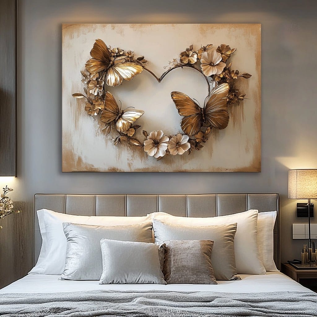 Home Wall Art: Golden Heart Bouquet V16 - Sense for Decor