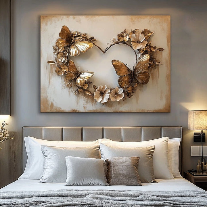 Home Wall Art: Golden Heart Bouquet V16 - Sense for Decor