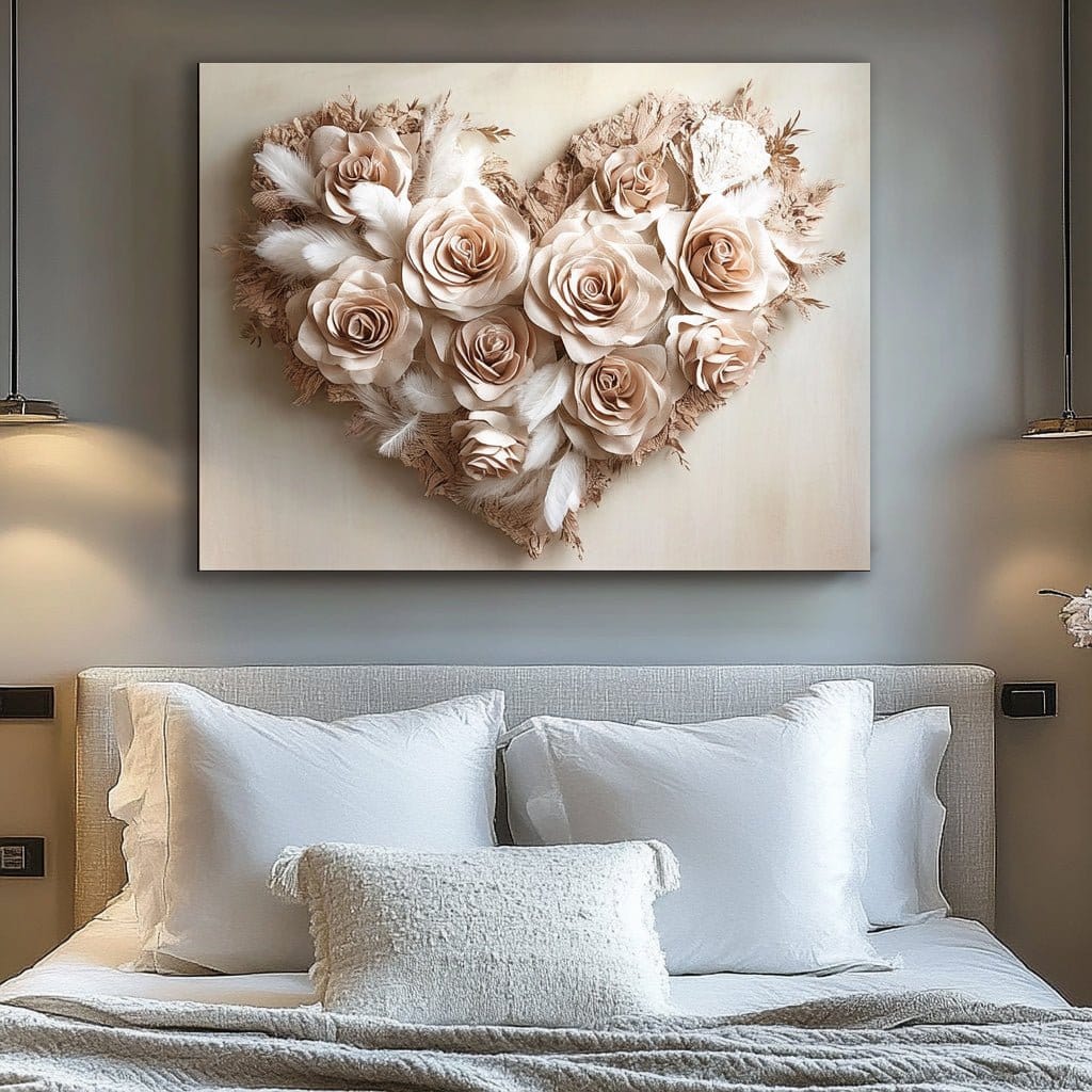 Home Wall Art: Golden Heart Bouquet V17 - Sense for Decor