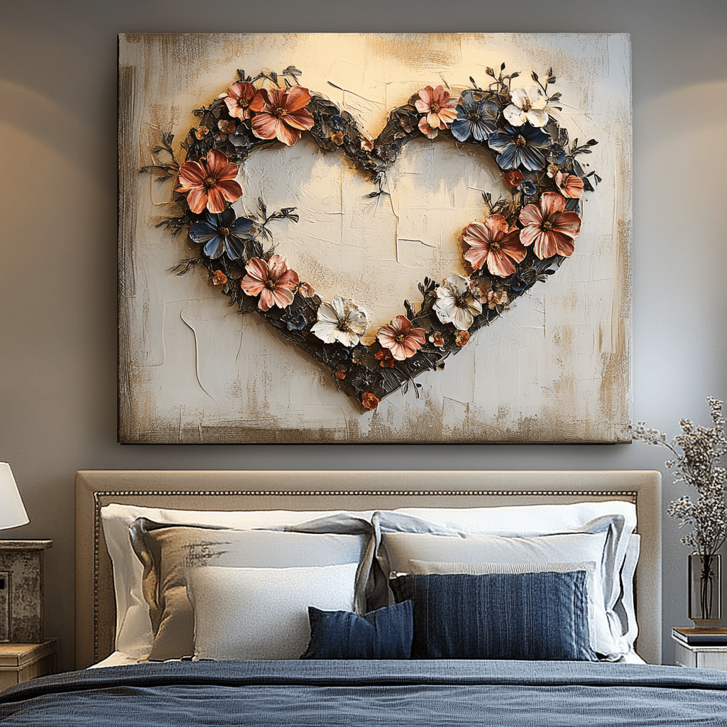 Home Wall Art: Golden Heart Bouquet V6 - Sense for Decor