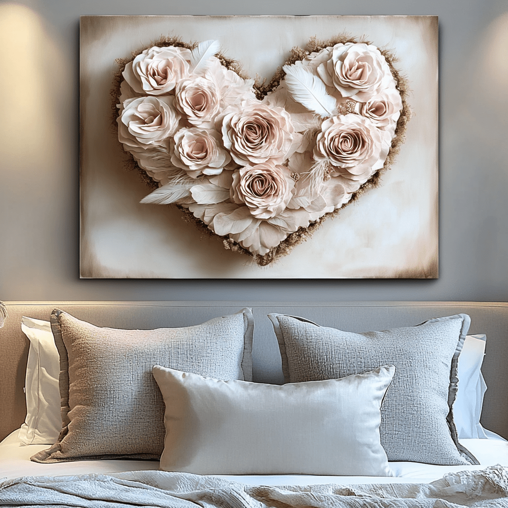 Home Wall Art: Golden Heart Bouquet V7 - Sense for Decor