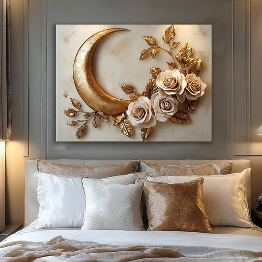 Home Wall Art: Golden Moon Bouquet - Sense for Decor