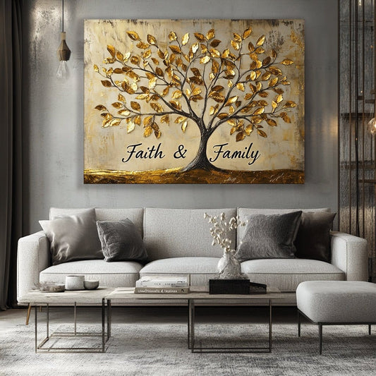 Home Wall Art: Golden Tree Faith and Family - Sense for Decor