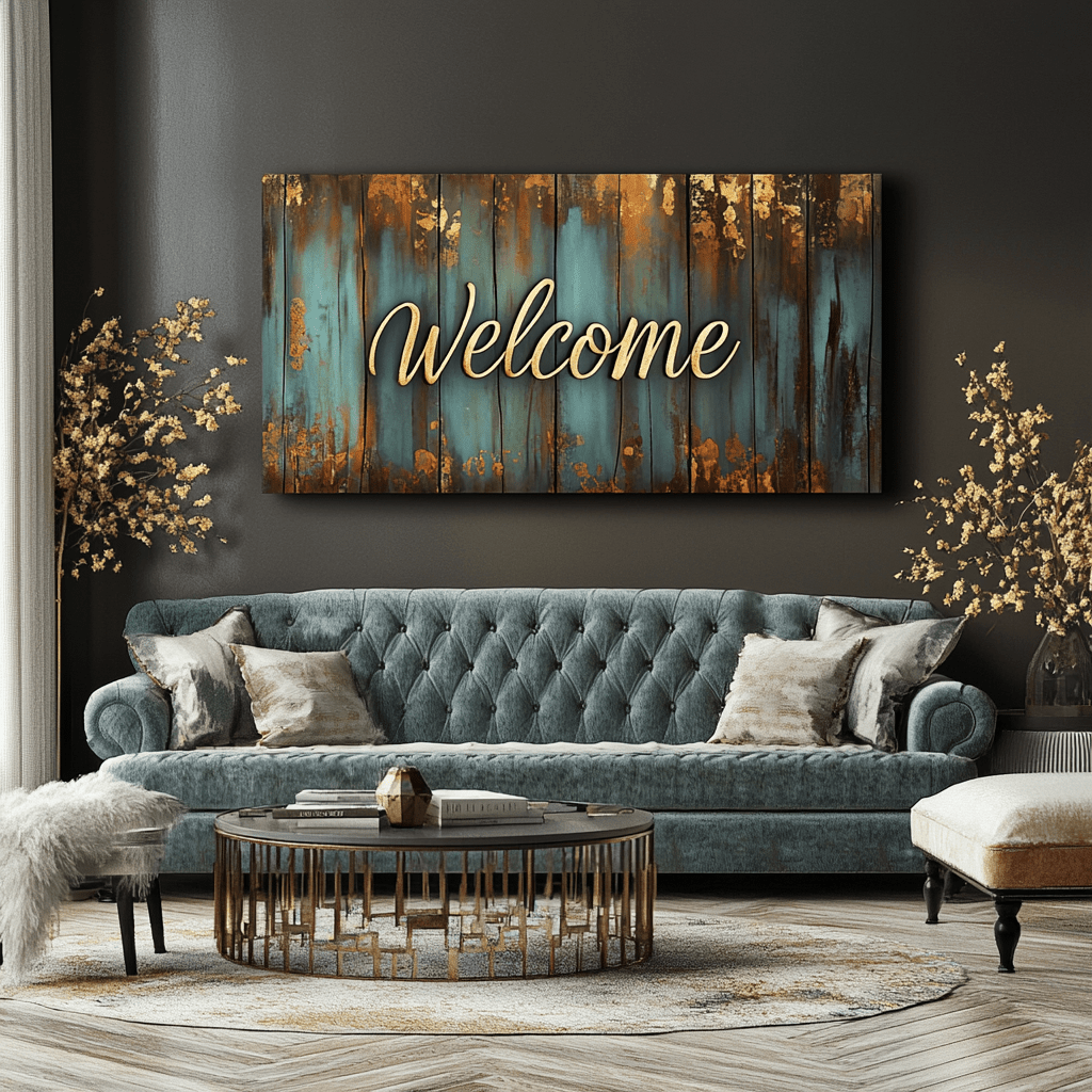 Home wall art: Rustic Welcome Word Art - Sense for Decor