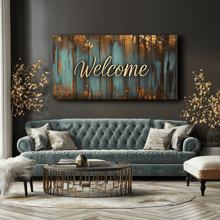 Home wall art: Rustic Welcome Word Art - Sense for Decor