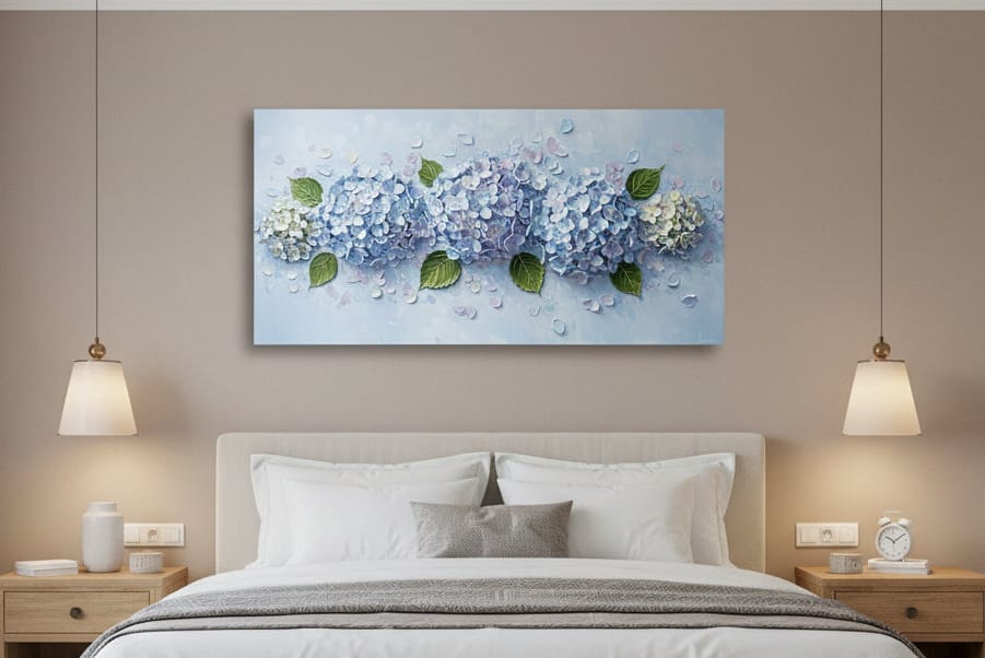 Hydrangea Bliss Wall Art – Blue Floral Canvas for Fresh Interiors - Sense for Decor