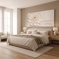 In Simplicity and Stillness Wall Art -  Cream Dahlia Canvas Print with Champagne Gold Accents