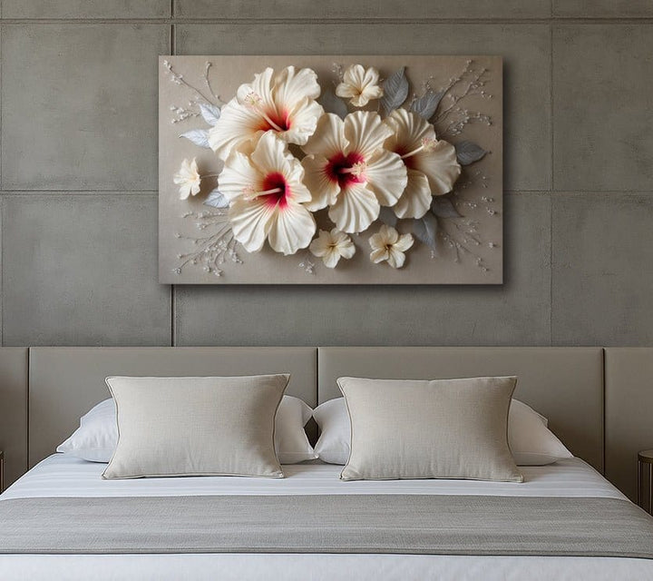 Ivory Bloom Symphony Elegant Floral Canvas Print (Flat Design) - Sense for Decor