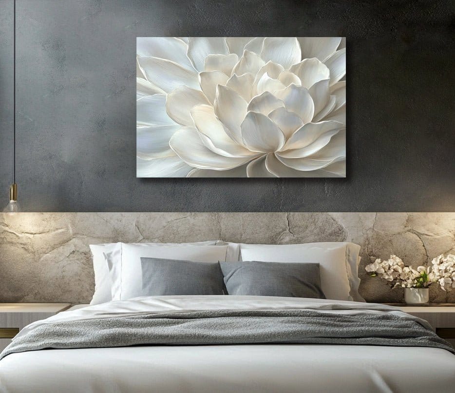 Ivory Serenity – Elegant White Floral Canvas Wall Art - Sense for Decor