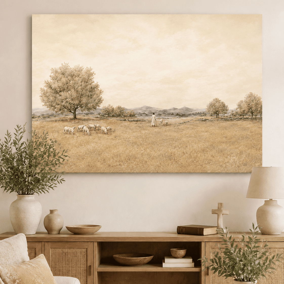 Jesus & Lamb Christian Wall Art - Good Sheppard - Sense for Decor