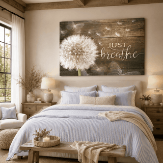 Just Breathe Wall Art – Inspirational Quote Canvas for Bedroom and Living Room Decor - Sense for Decor