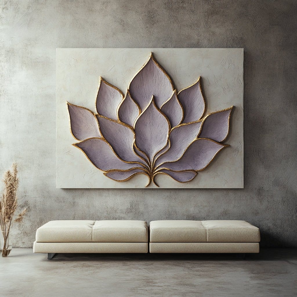 Lotus Glow - Elegant Gold & Lavender Lotus Wall Art - Sense for Decor