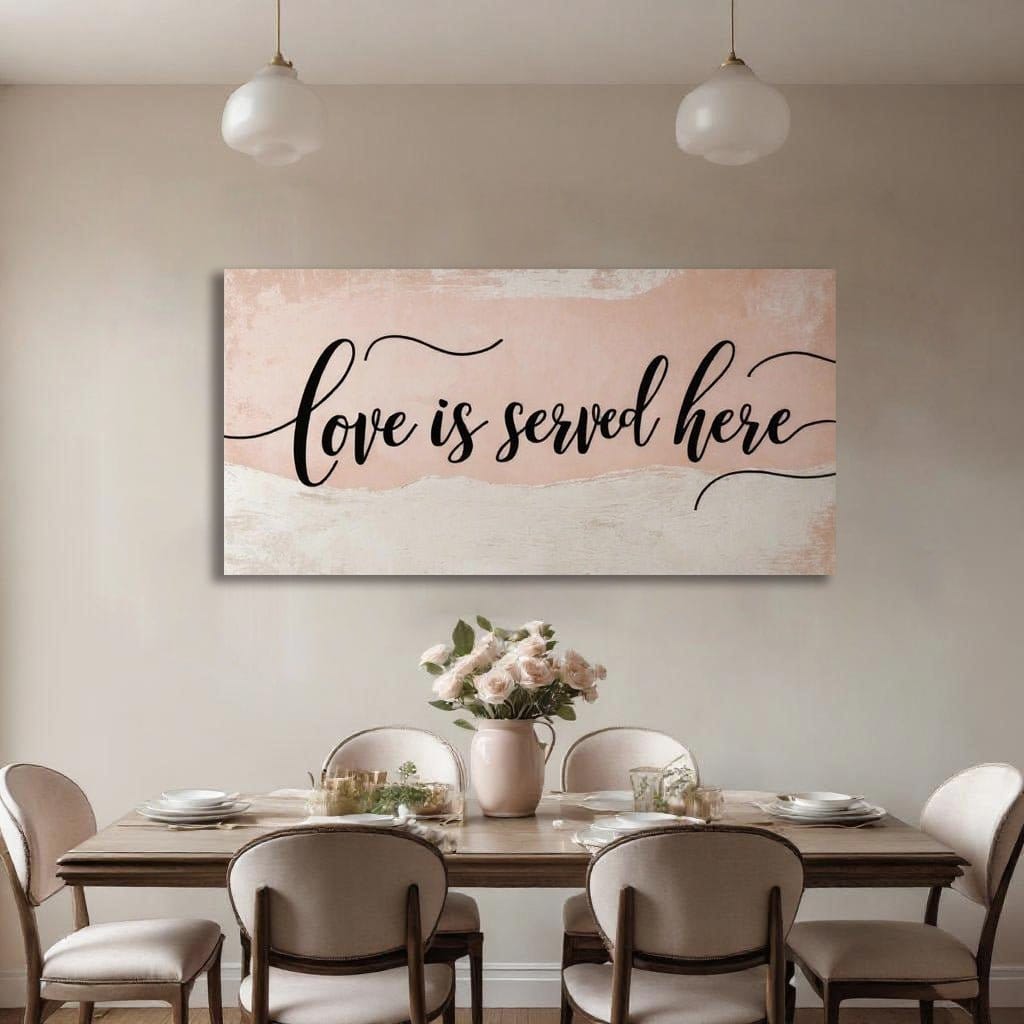 Love Is Served Here – Elegant Wall Art for Kitchen & Dining Room Décor - Sense for Decor