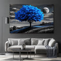 Lunar Dream – Blue Tree Moonlight Wall Art Canvas