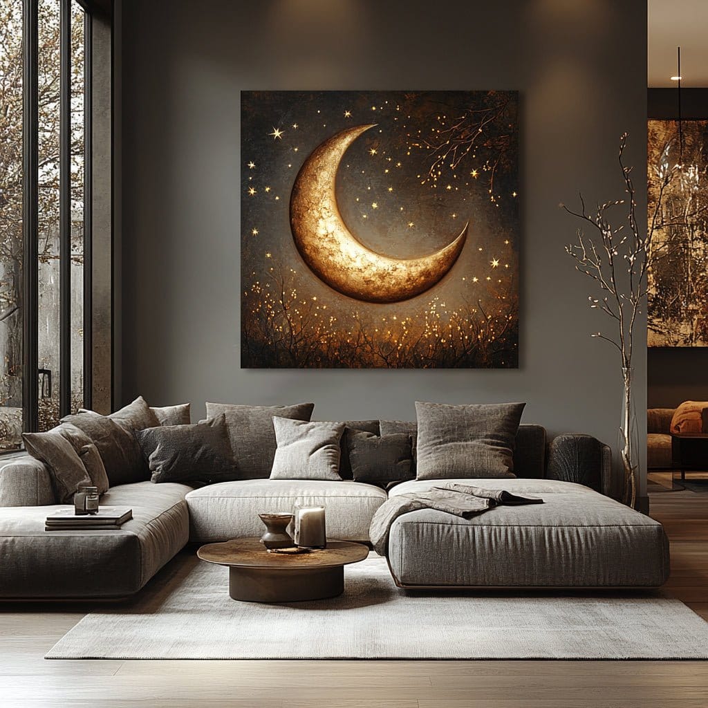 Lunar Glow – Celestial Night Sky Wall Art Canvas for Tranquil Interiors - Sense for Decor