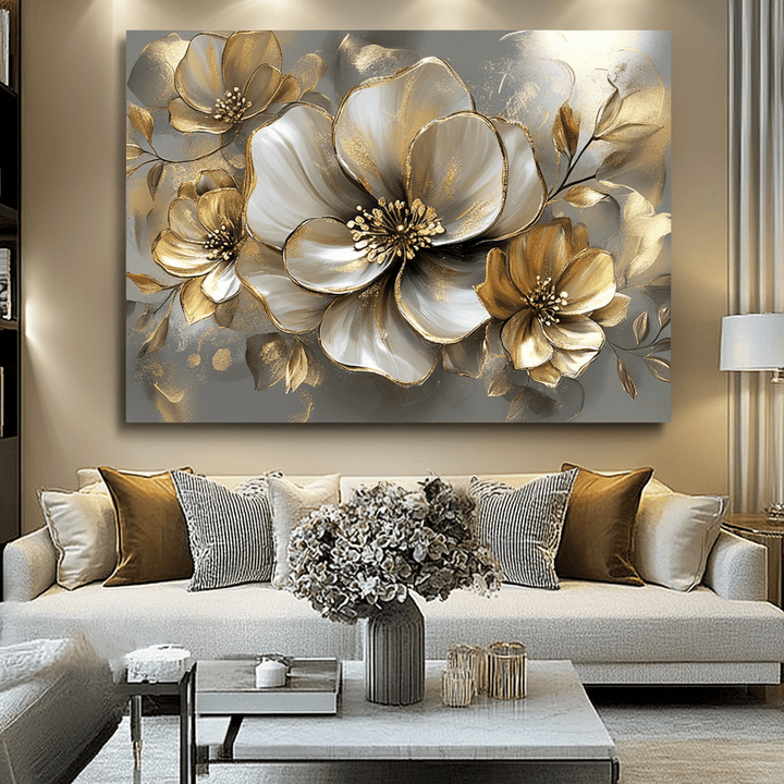 Luxury Floral Canvas – Oversized Blossom Wall Art for Living Room and Home Décor - Sense for Decor