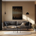 Midnight Gold Lines – Modern Abstract Canvas Wall Art