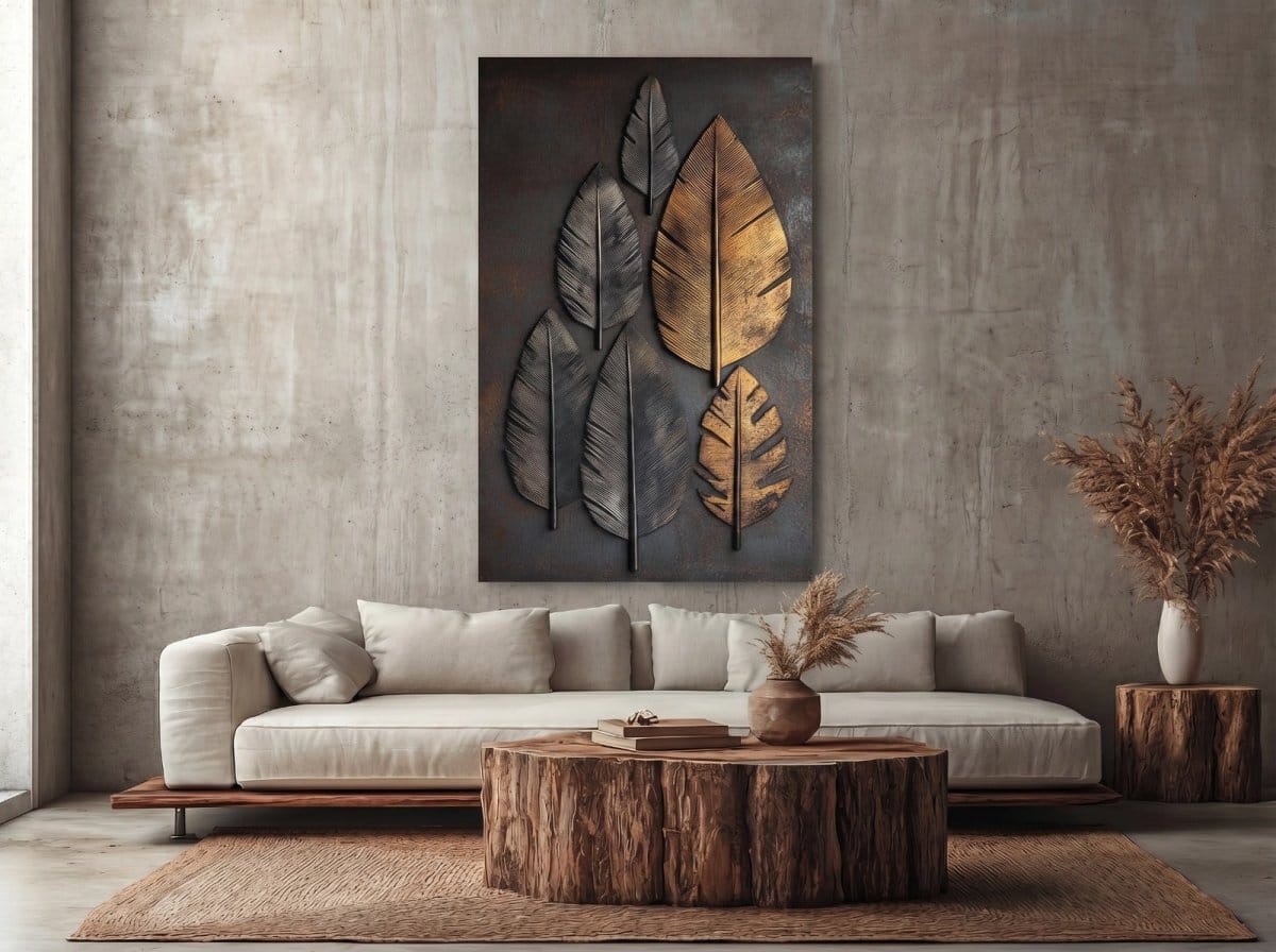 Midnight Leaves – Black & Gold Modern Wall Art Canvas - Sense for Decor