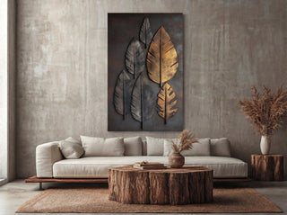 Midnight Leaves – Black & Gold Modern Wall Art Canvas - Sense for Decor