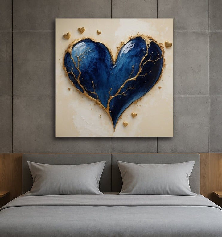 Midnight Mend Deep Blue Heart Canvas Print (Non - Flat Art) - Sense for Decor