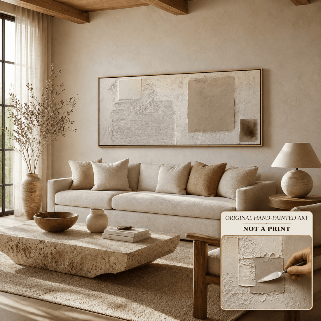 Minimalist Plaster Abstract Wall Art – Hand Painted Atelier Collection - Sense for Decor