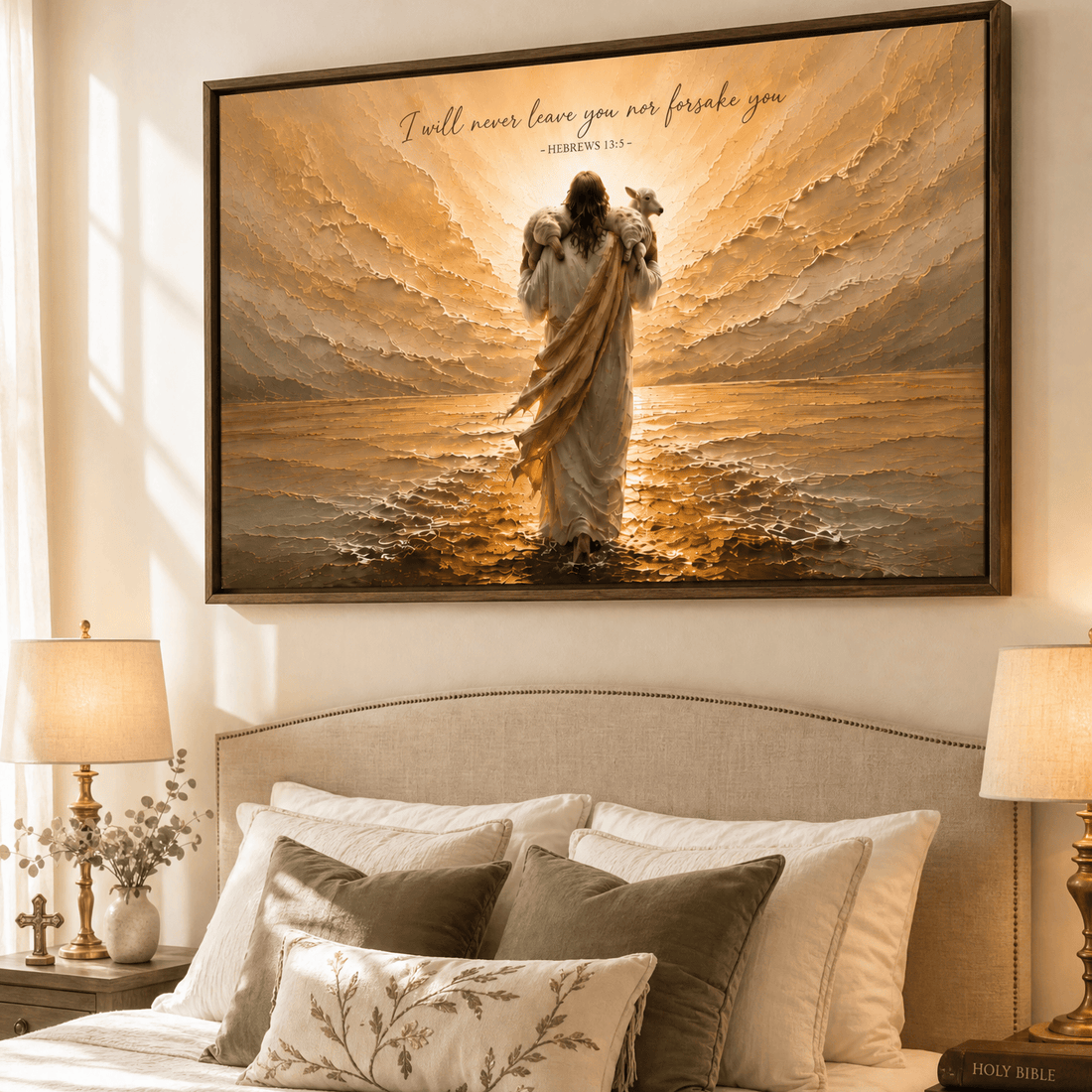 Faith Wall Art – I Will Never Leave You Nor Forsake You | Hebrews 13:5 Christian Wall Art