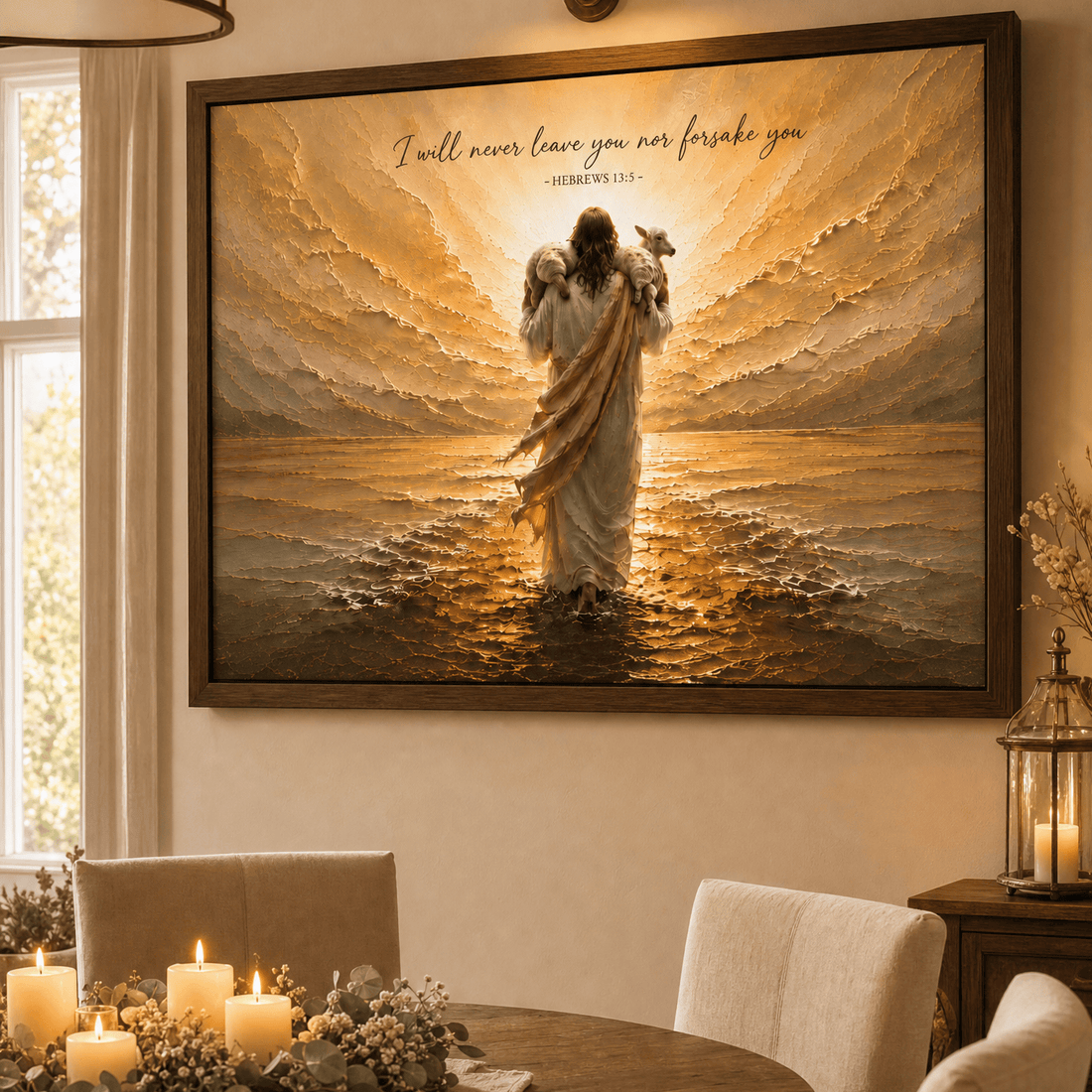Faith Wall Art – I Will Never Leave You Nor Forsake You | Hebrews 13:5 Christian Wall Art
