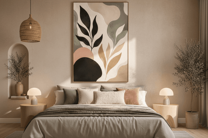 Modern Botanical Abstract Wall Art – Neutral Boho Leaf Canvas Print for Living Room Decor - Sense for Decor