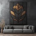 Modern Ember – Geometric Leaf Wall Art Canvas
