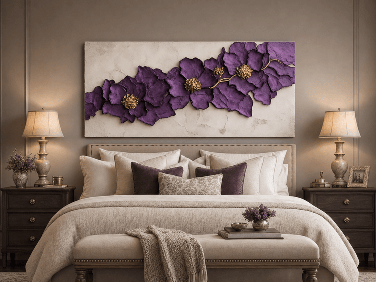 Modern Floral Wall Art – Oversized Blossom Canvas for Home and Bedroom Decor - Sense for Decor