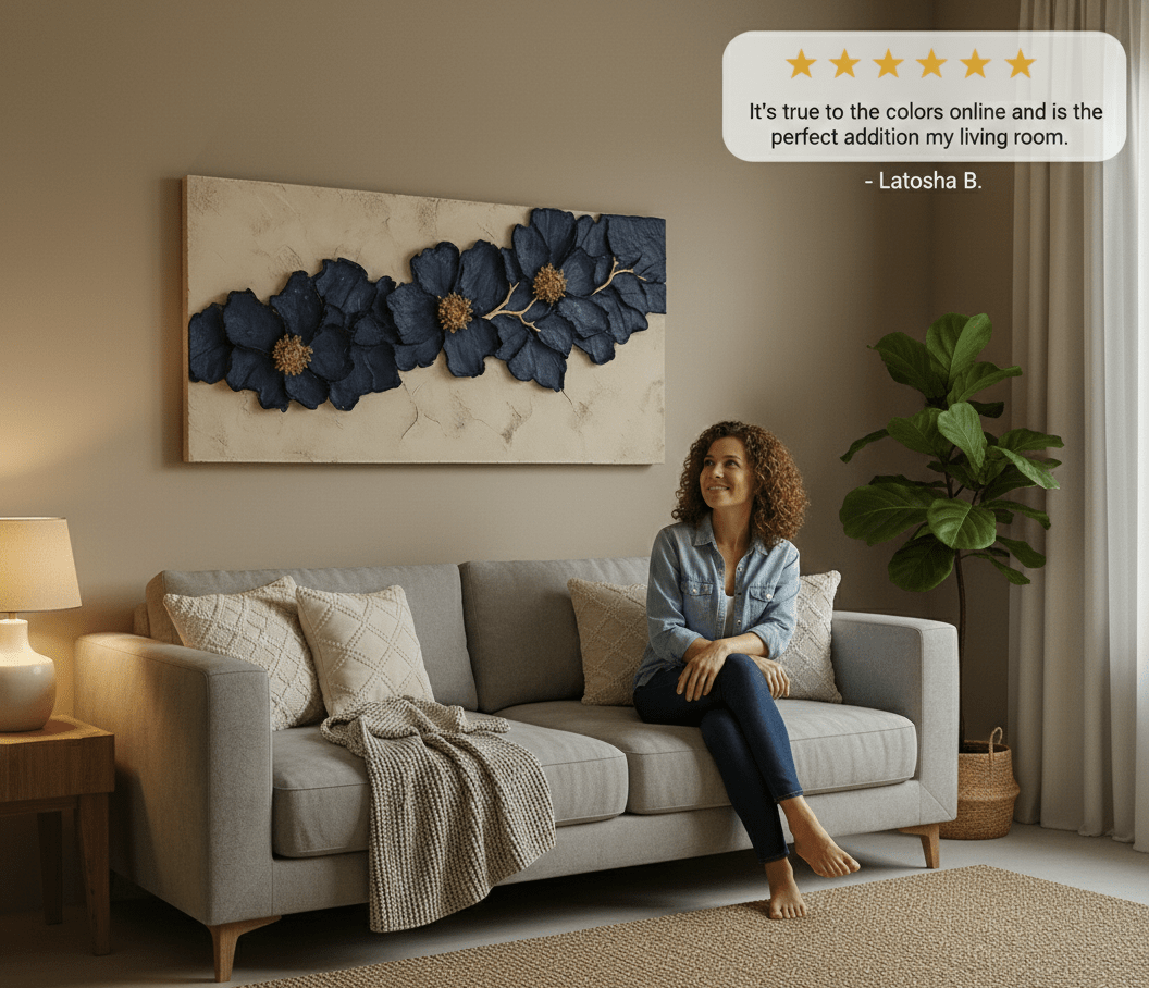 Modern Floral Wall Art – Oversized Blossom Canvas for Home and Bedroom Decor - Sense for Decor