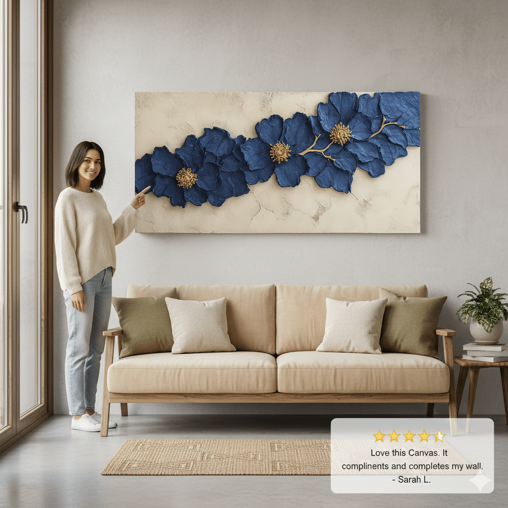 Modern Floral Wall Art – Oversized Blossom Canvas for Home and Bedroom Decor - Sense for Decor