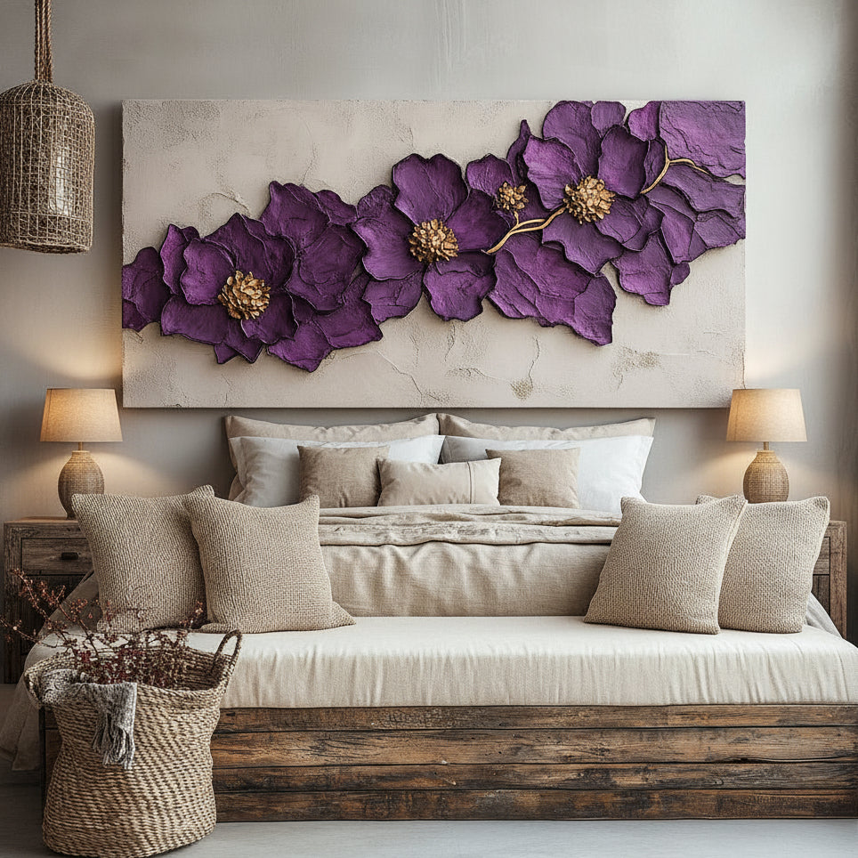 Modern Floral Wall Art – Oversized Blossom Canvas for Home and Bedroom Decor - Sense for Decor