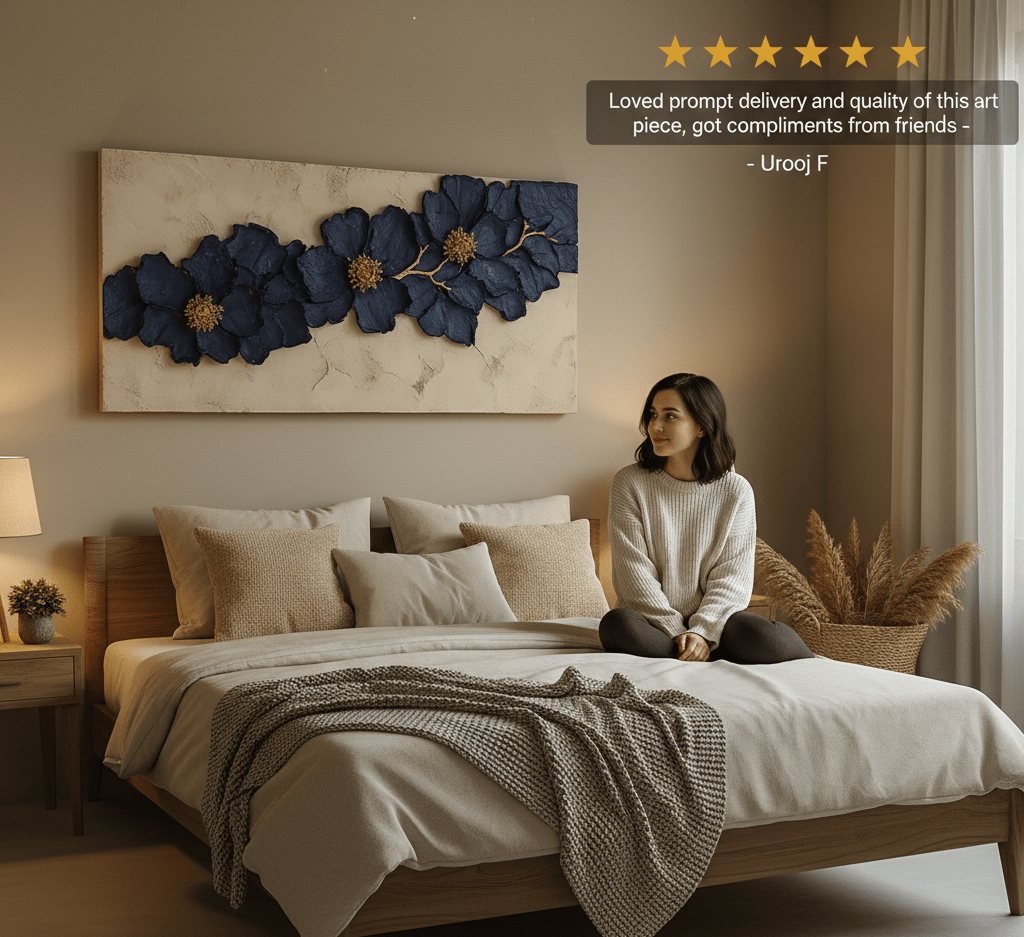 Modern Floral Wall Art – Oversized Blossom Canvas for Home and Bedroom Decor - Sense for Decor