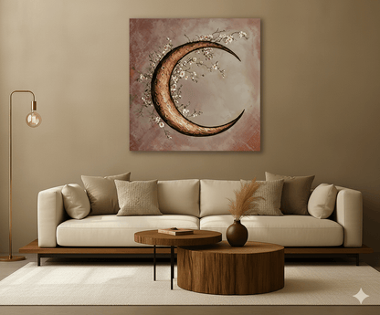 Moon Blossom Wall Art – Elegant Floral Canvas for Bedroom and Living Room Decor - Sense for Decor