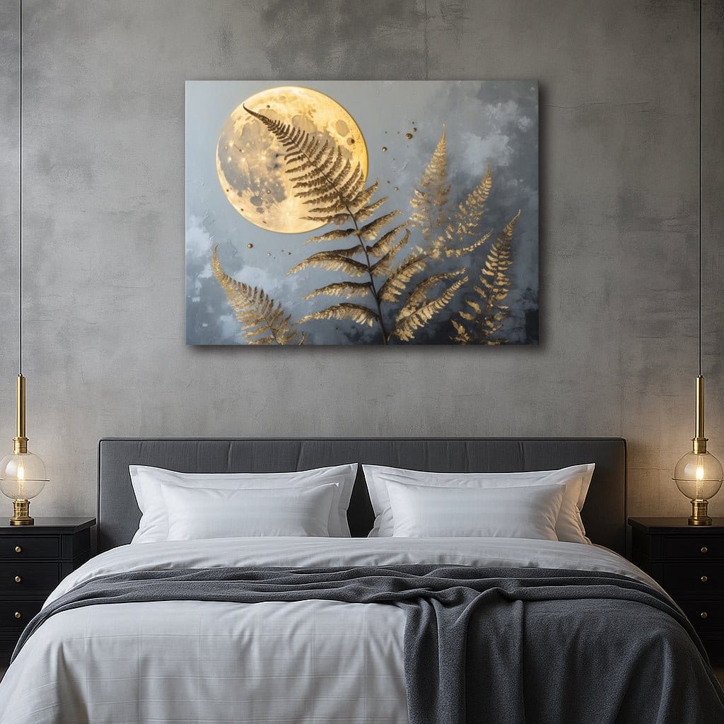 Moonlit Fern Serenity Flat Canvas Wall Art - Sense for Decor